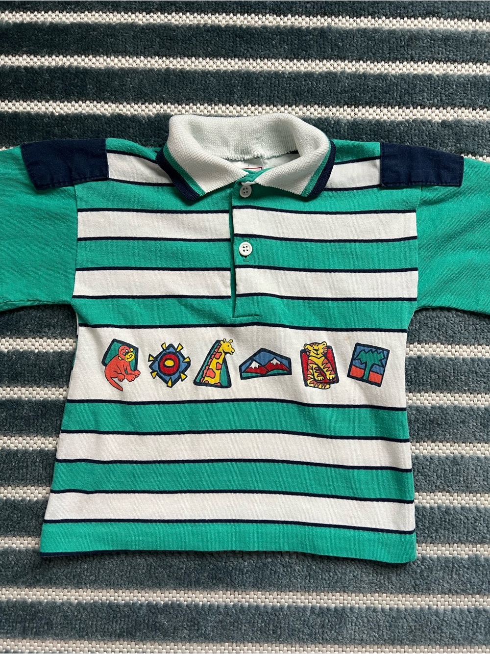 Vintage Buster Brown 3T Striped Animal Polo